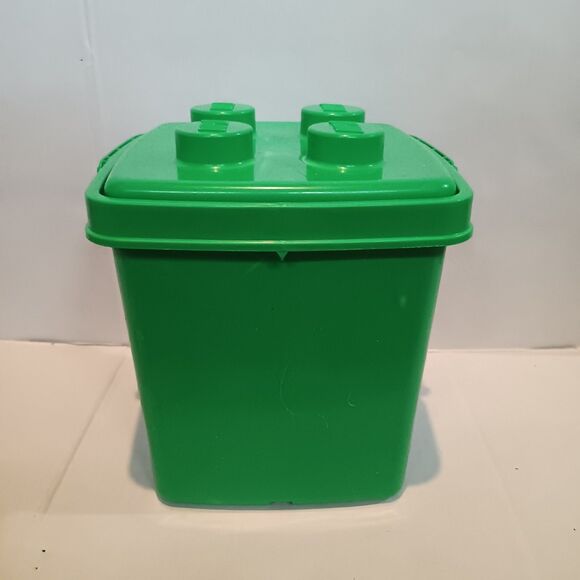 Vintage Lego Duplo Blocks & Green Storage Bucket-74 Pieces-1992-Handle - Picture 7 of 12